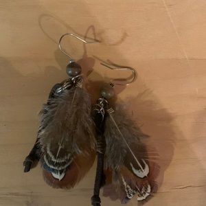 Brown feather earrings